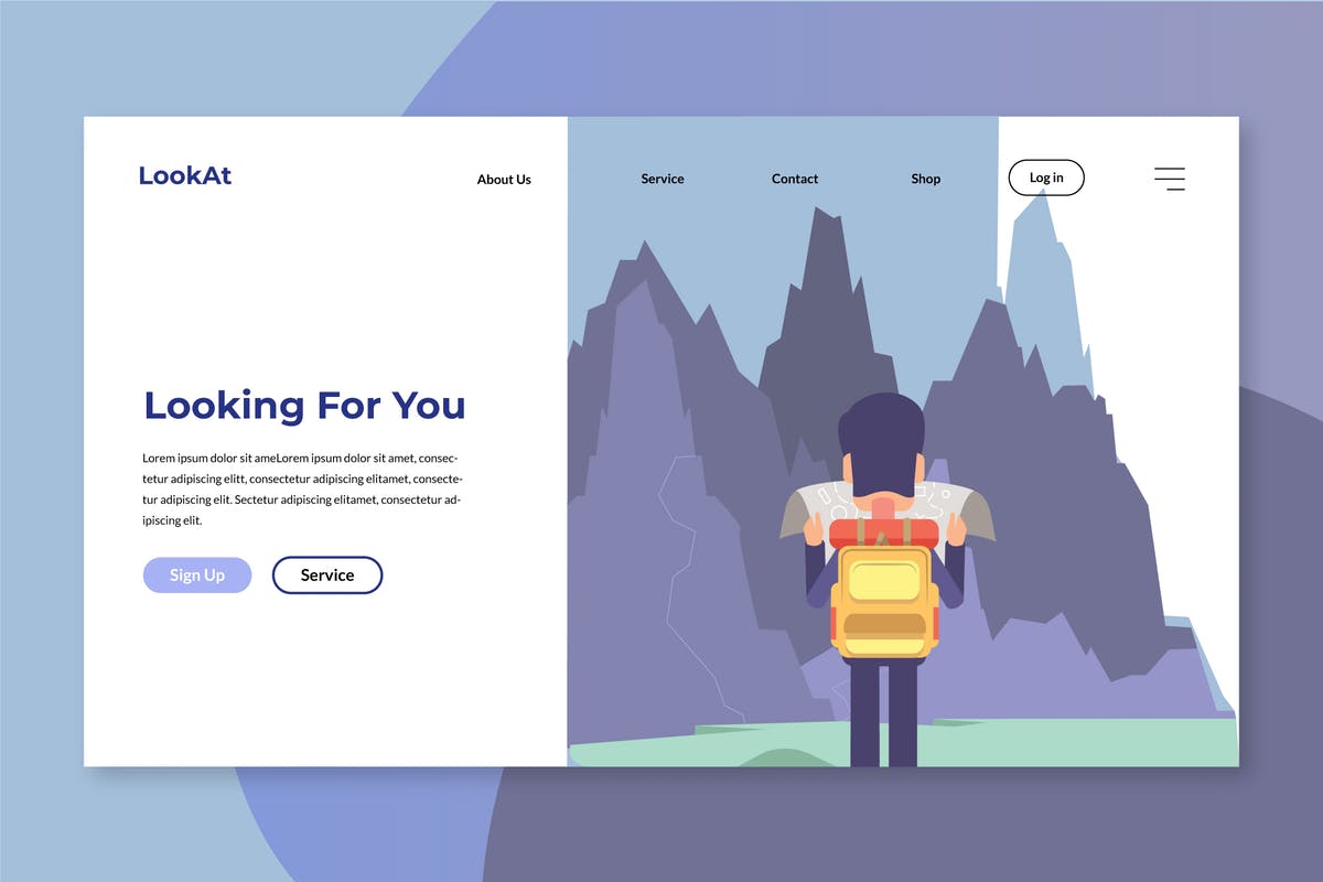 户外徒步概念插画网站着陆页模板设计 Looking For You插图