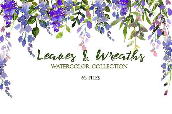 树叶花圈水彩套装 Leaves and Wreaths Watercolor Set插图(2)