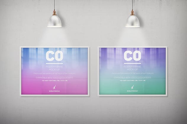 优雅海报画框样机模板 C0 Elegant Poster Frame Mock-Ups插图(1)