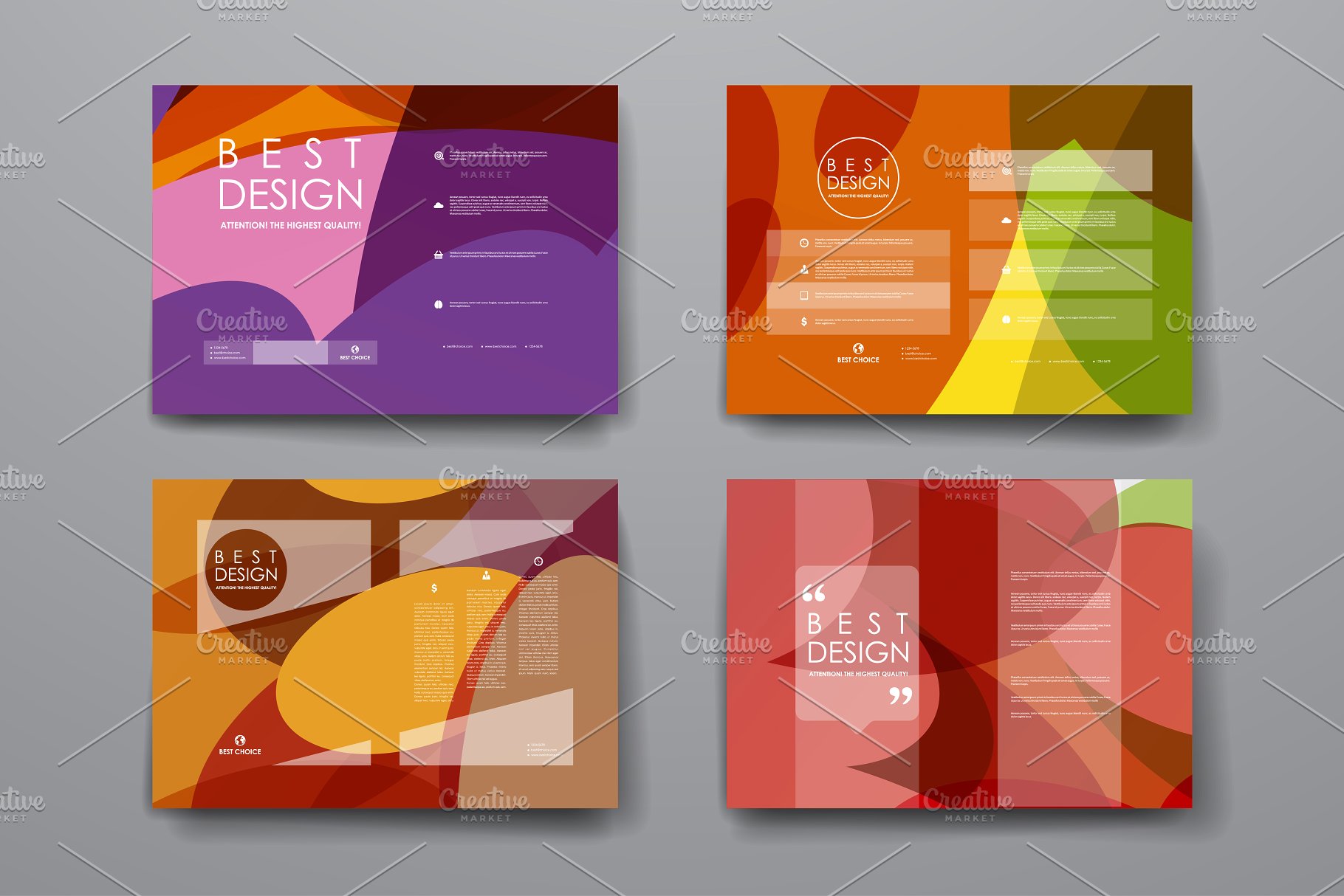 抽象彩色几何椭圆图形宣传册模板 Brochure Templates插图(20)