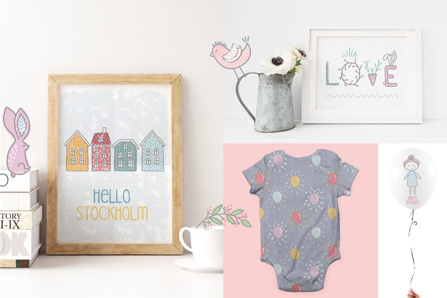 卡哇伊可爱风格手绘粉色系插画素材 Forest Walk Collection Pro插图(1)