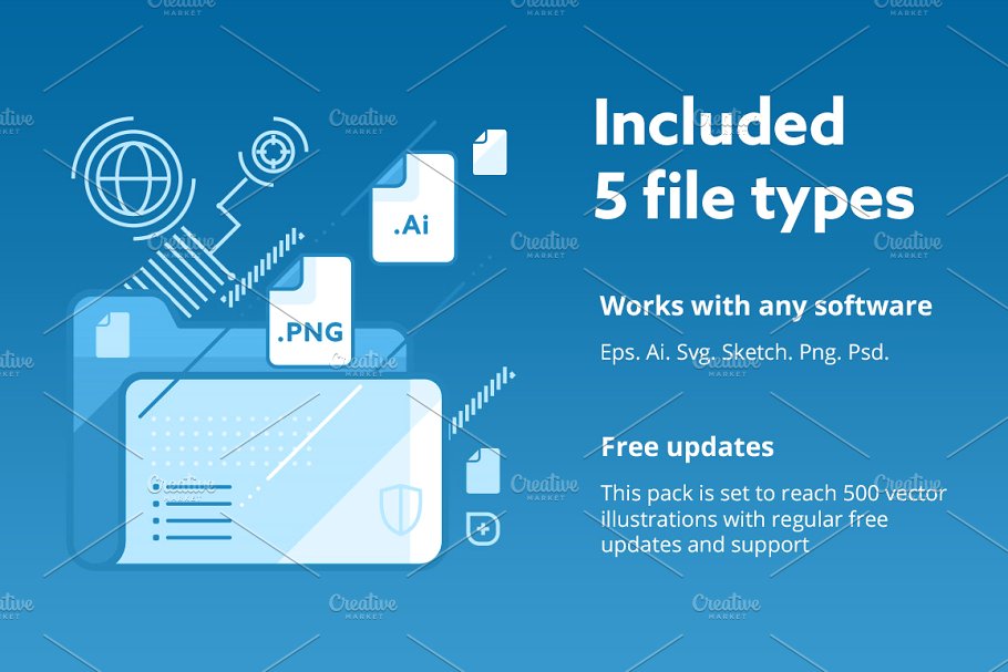 300个UI&UX适用的插画素材包 300 UI UX Illustrations插图(1)