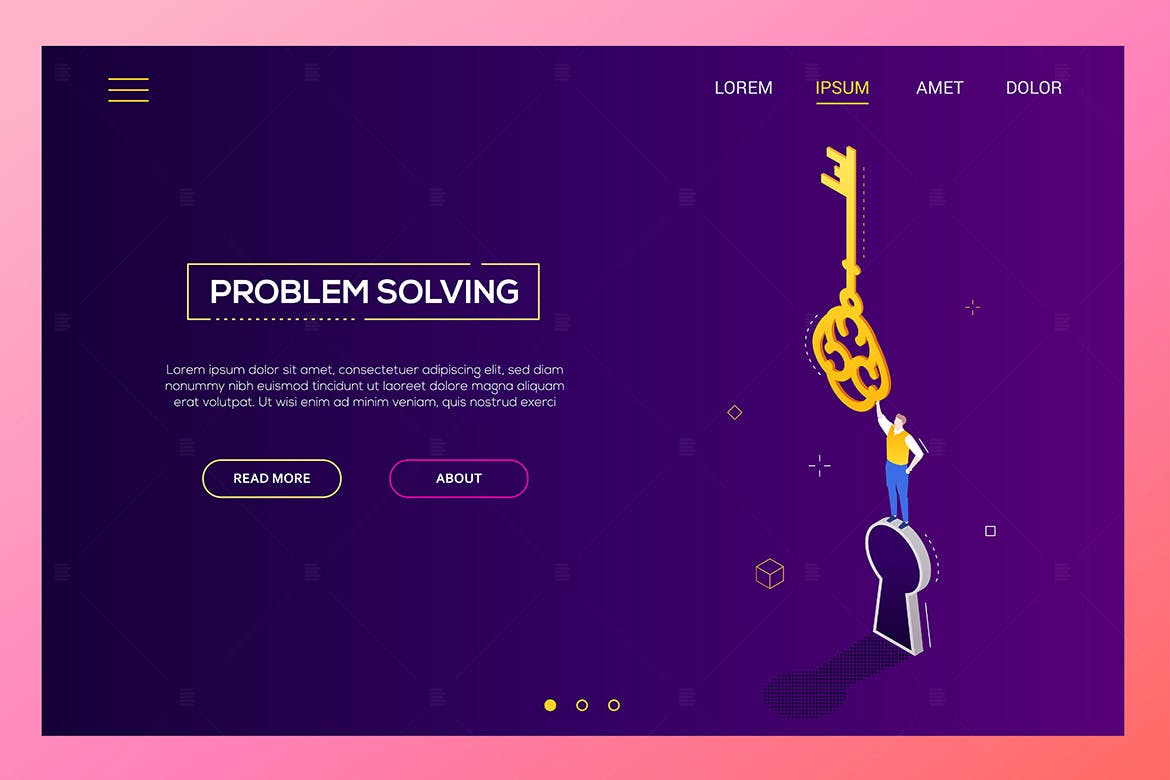 解决问题主题现代等距网页Banner设计插画素材 Problem solving – modern isometric web banner插图