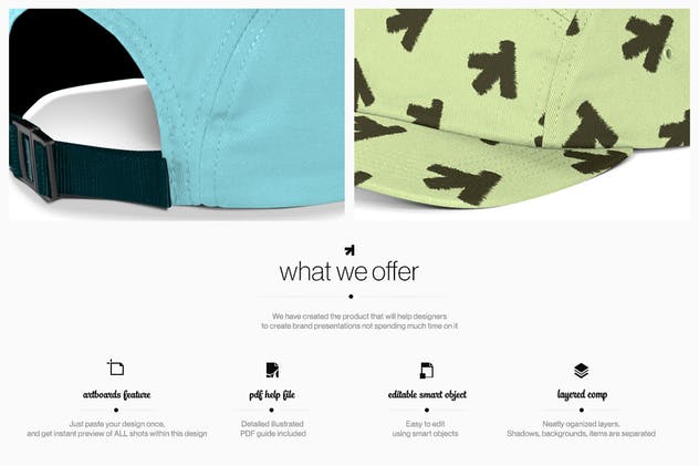 休闲棒球帽样机展示模板 Snapback FullCap Mockup插图(1)