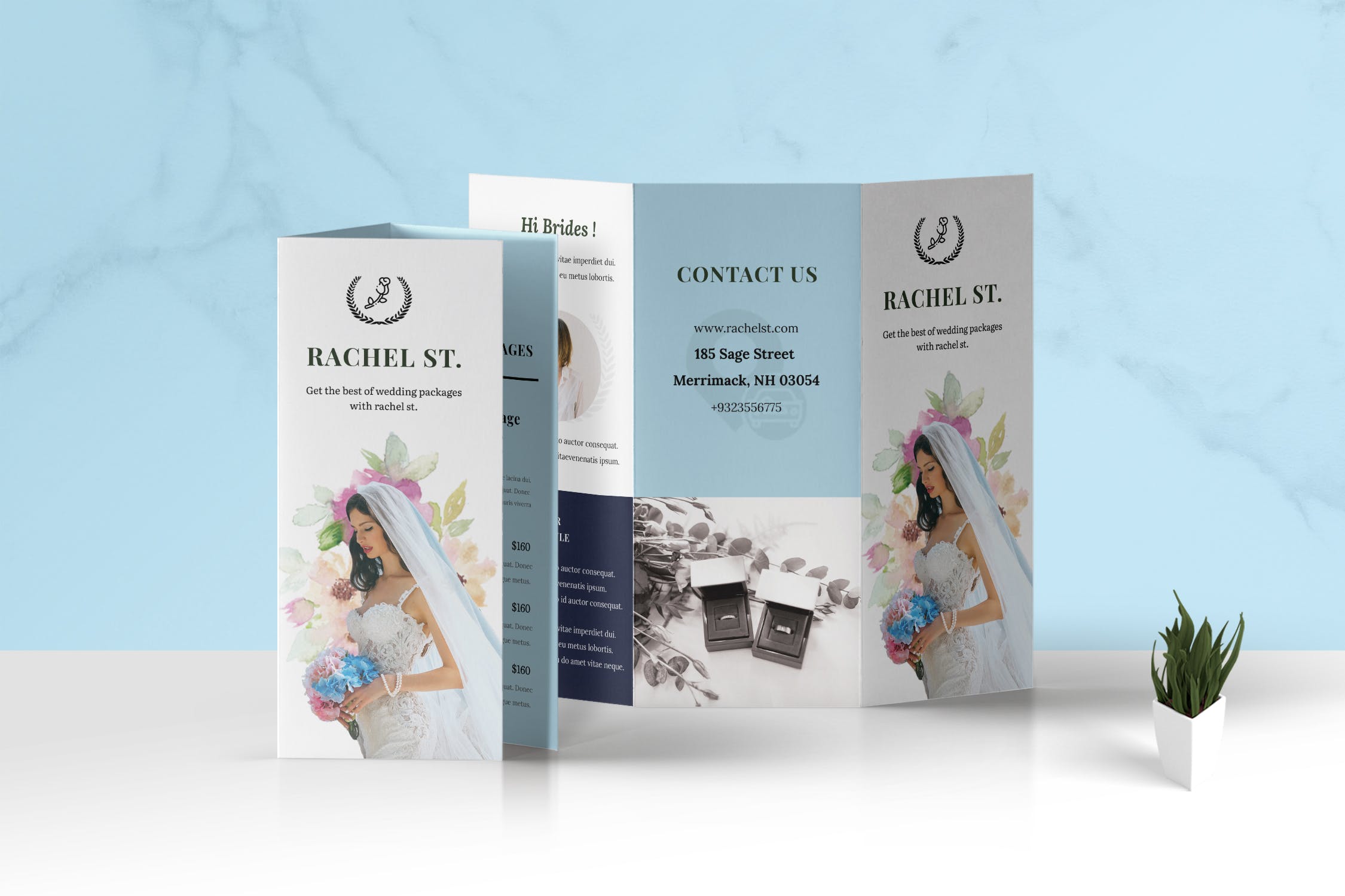 三折页婚礼婚宴策划公司传单设计模板插图