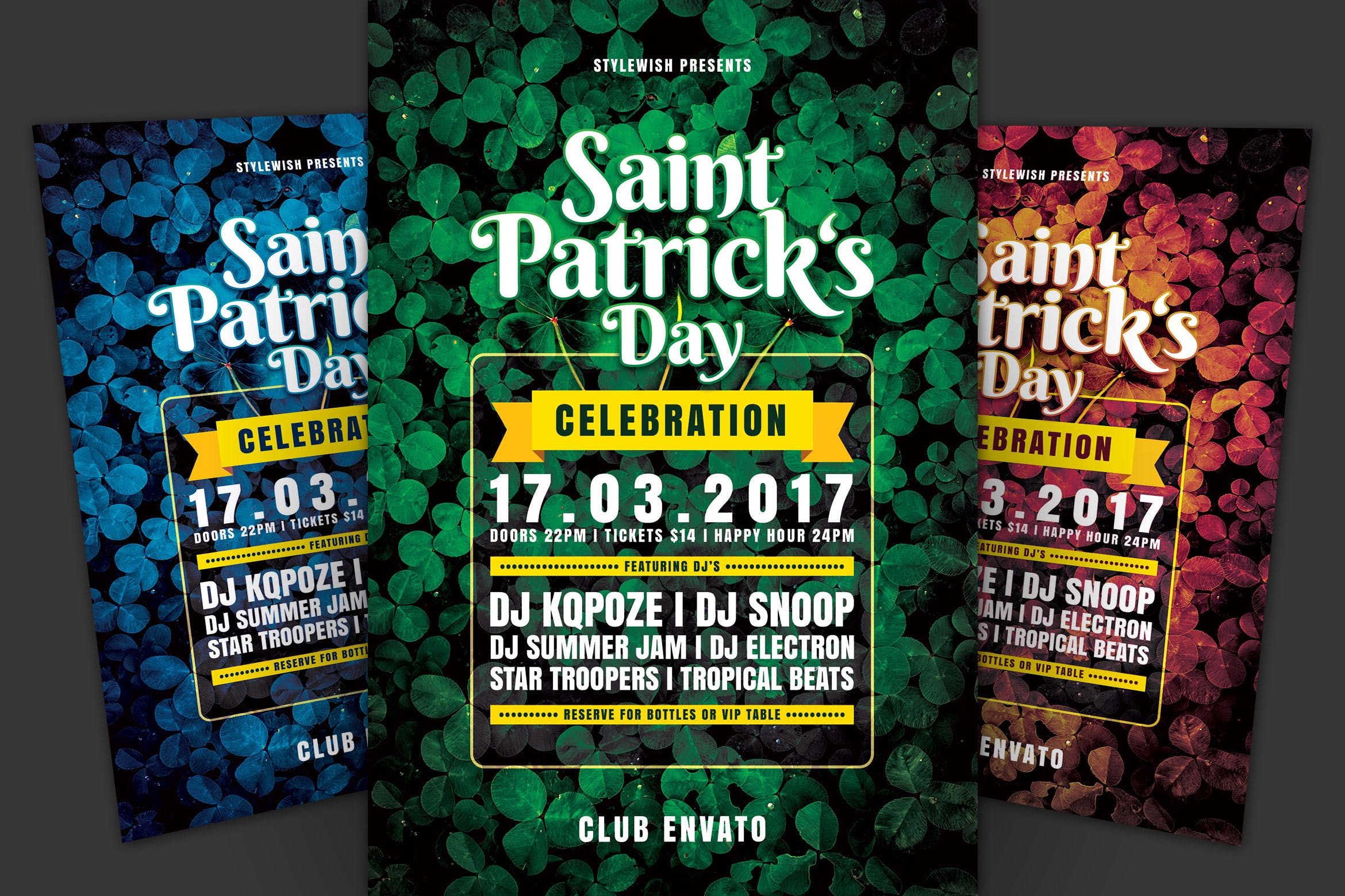 爱尔兰国庆日圣帕特里克节海报传单素材库精选PSD模板 Saint Patricks Day Flyer插图