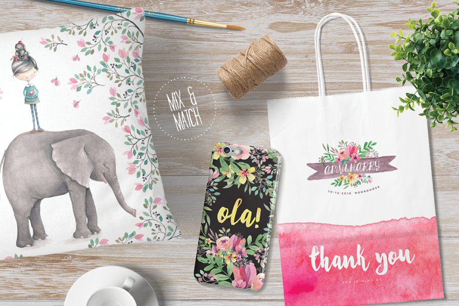 水彩动物&花卉插画合集 Watercolor animals & flowers vol 3插图(7)