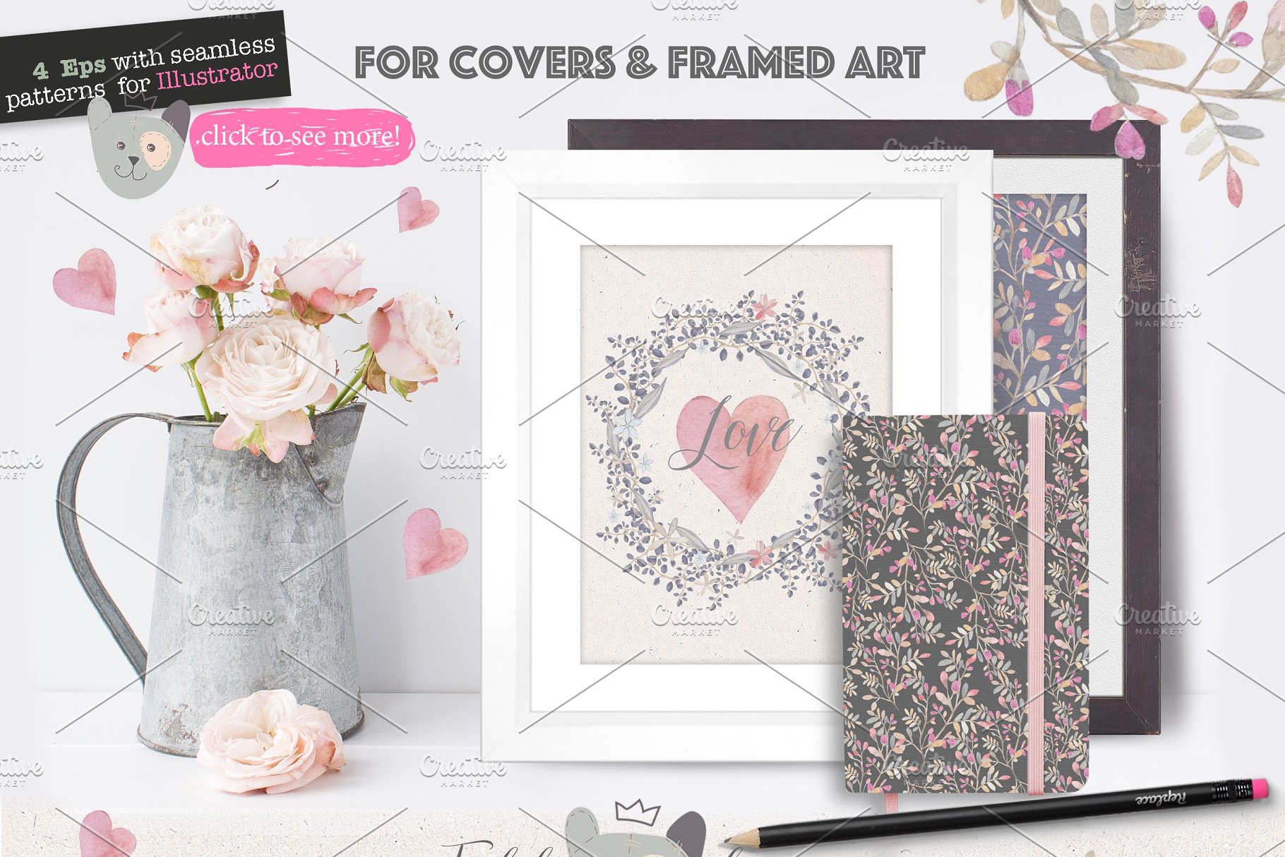 点燃少女心的泰迪手绘插画素材合集[2.61GB] Teddy bears 2 in 1插图(5)