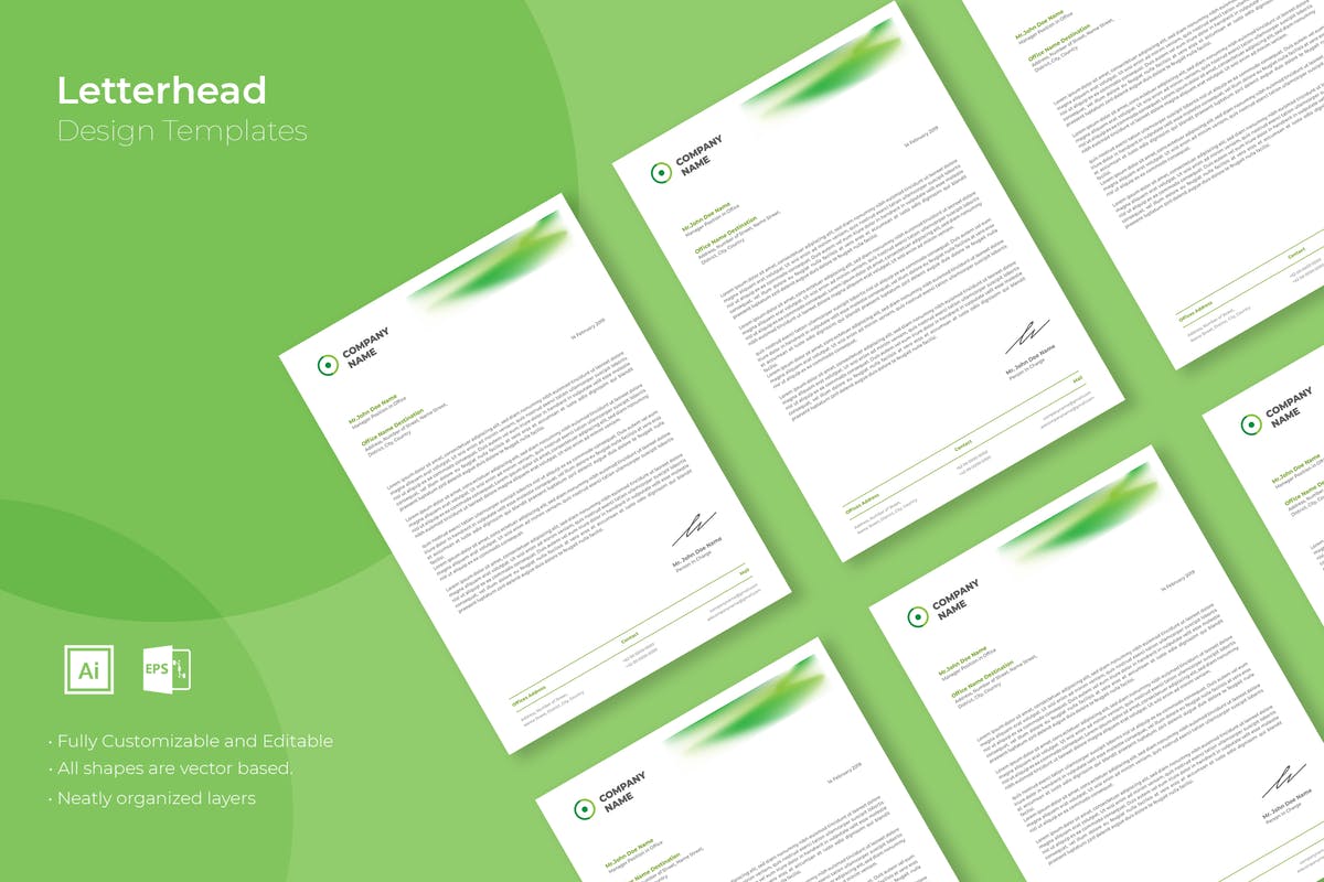 企业品牌VI信笺版式设计模板V51 SRTP- Letterhead Design.51插图