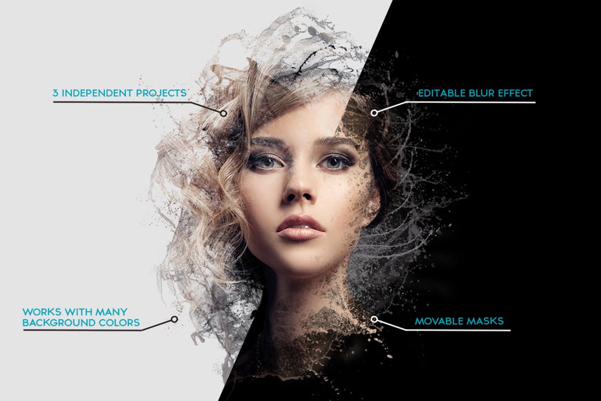 炫酷水花萦绕特效肖像照片样机模板 Water Frame Mockup插图(1)