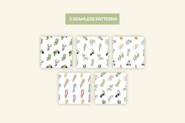 橄榄树叶水彩系列插画合集 Olive Garden Watercolor Collection插图(2)