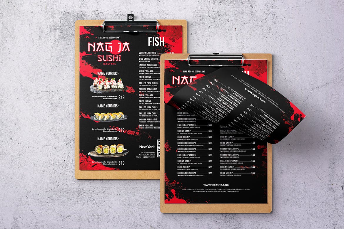 名古屋寿司日式料理菜单设计模板合集 Nagoya Sushi Japanese Food Menu Bundle插图(3)