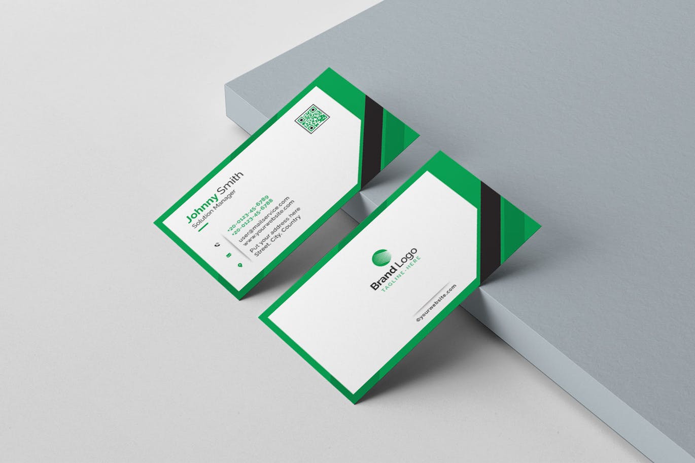 简约风格微信二维码企业素材库精选名片模板 Business Card插图(2)