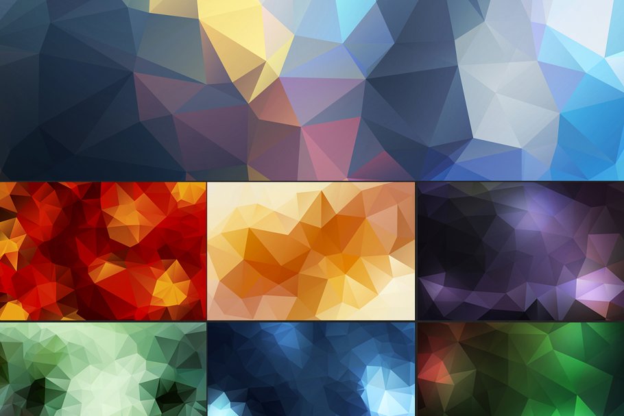 19款多边形几何彩色背景 19 Low Poly Backgrounds插图(1)