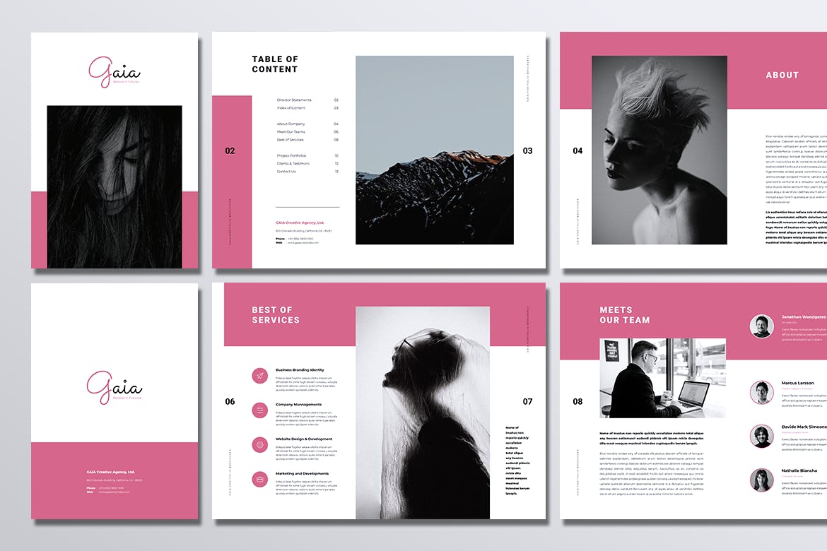 创意代理商作品集企业宣传画册模板 GAIA Company Creative Agency Portfolio Brochures插图(4)
