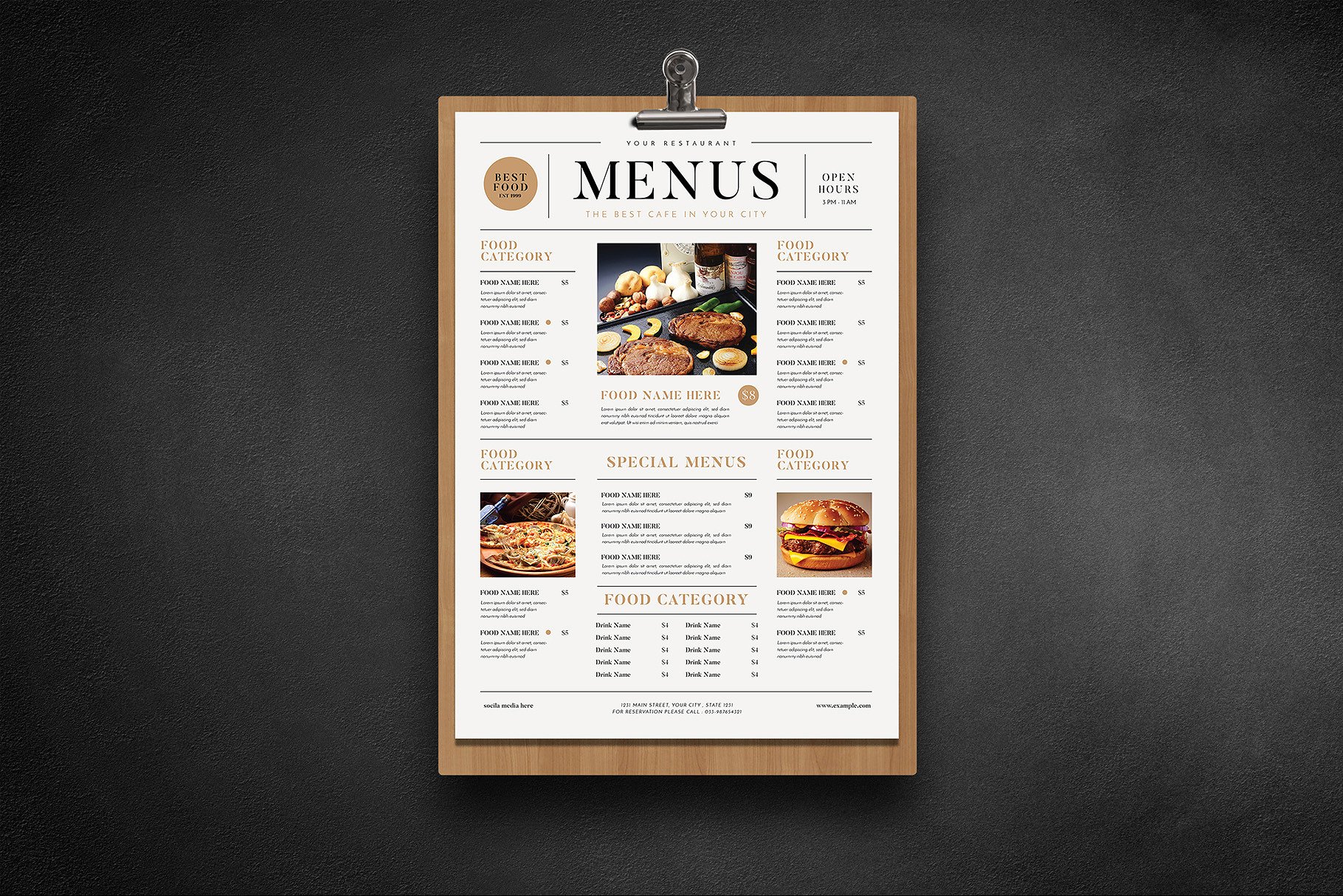 简约风西餐馆菜谱菜单模板设计素材 Simple Food Menu插图(2)