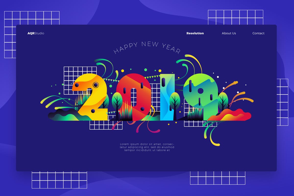 2019新年主题网站Banner&着陆页设计模板 2019 – Banner & Landing Page插图