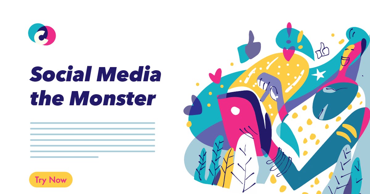 社交媒体多彩图像插画素材 Social Media colorful graphic illustration插图