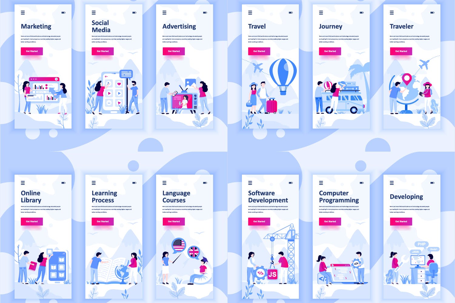 55+行业主题概念插画APP启动页引导页设计模板合集v1 BIG Collection Instagram Stories Onboarding Screen插图(1)