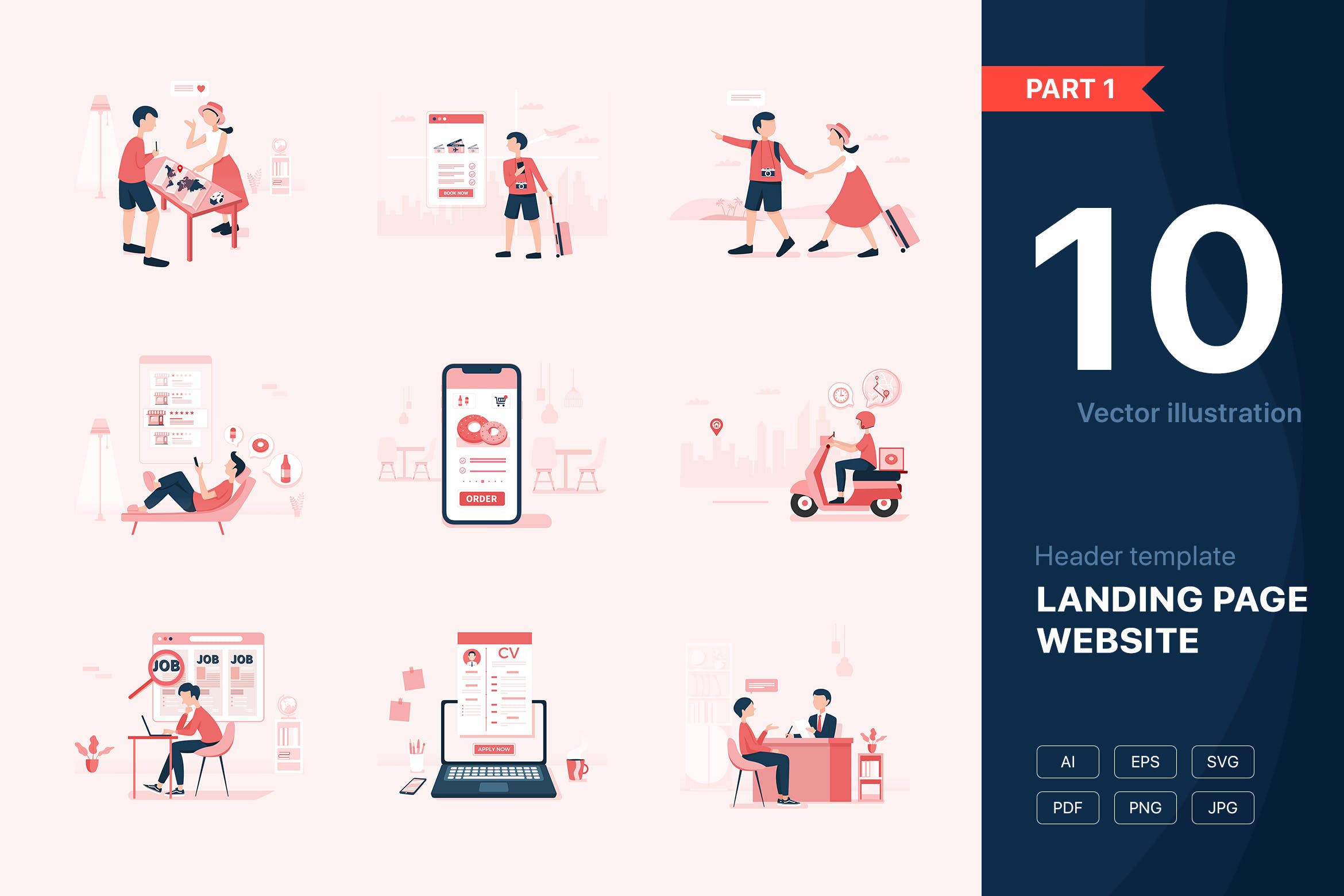 10款网站/着陆页设计矢量插画设计素材 [Part 10] Website illustrations set插图