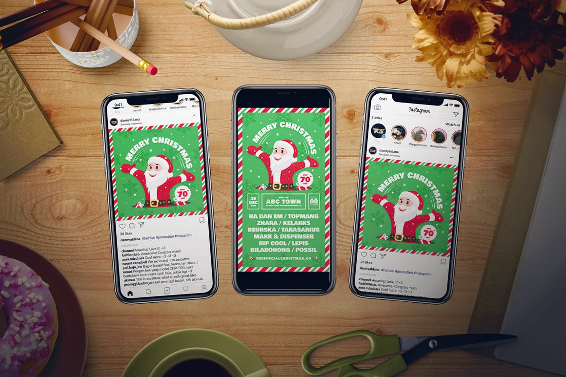 圣诞节促销电子海报/海报设计模板 Christmas Sale Flyer Set插图(2)