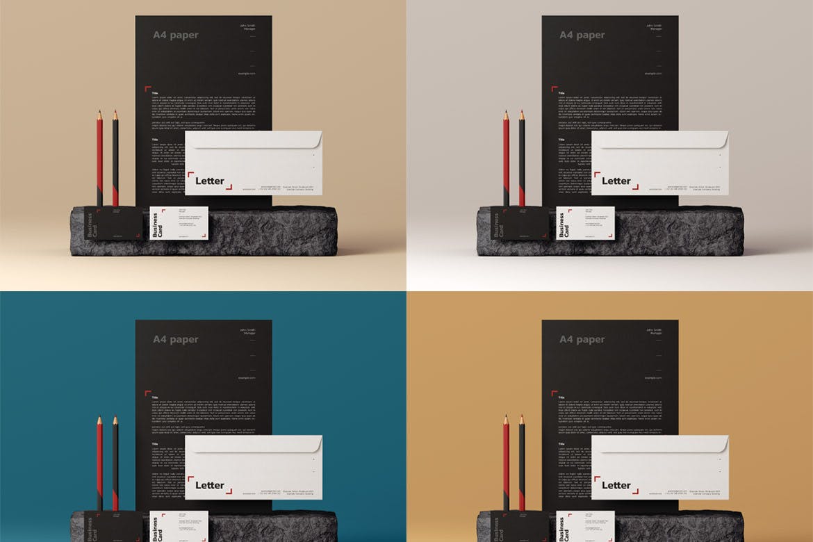 品牌VI设计常用办公用品展示素材库精选模板v3 Stationery Mock-Up Template插图(1)