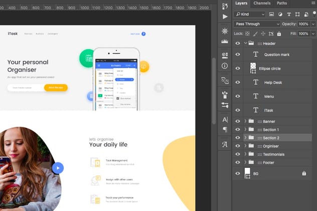 移动APP应用开发单页着陆页网页设计PSD模板 Mobile App Single Page Landing PSD Template插图(3)