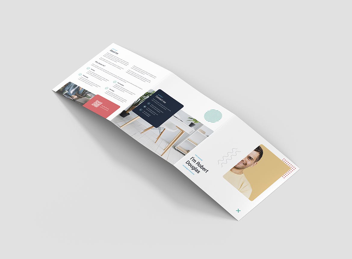 方形三折页个人彩色素材库精选简历模板 Brochure – Resume Tri-Fold Square插图(2)