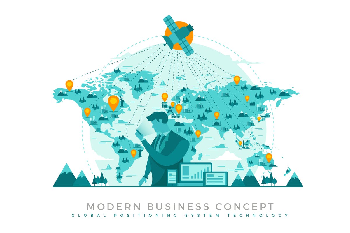 GPS定位系统概念插画 Global Positioning System Modern Business Concept插图