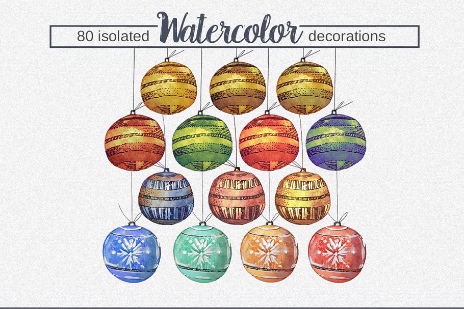 圣诞水彩&墨水装饰元素合集[1.89GB] Christmas in Full Bloom (Watercolor)插图(1)