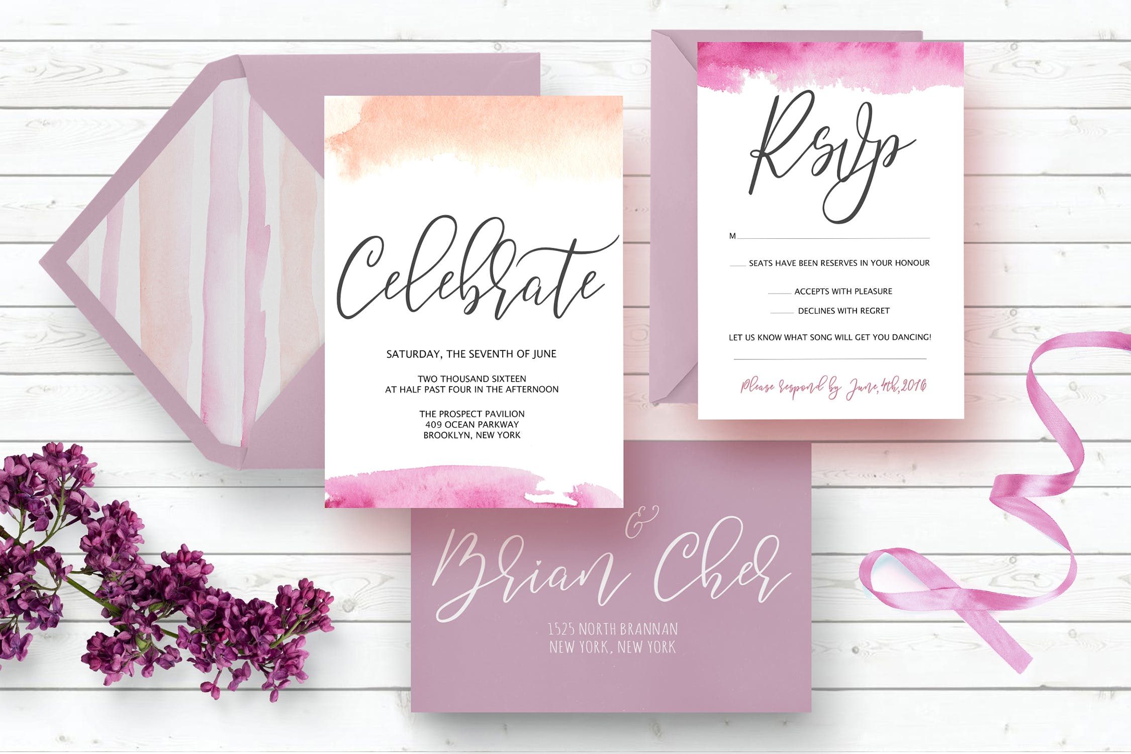 桃紫色水彩背景纹理设计素材 Peach & Purple Watercolor Textures插图(2)