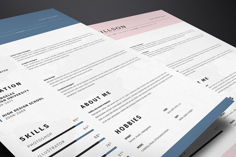 简约风格职场简历模板素材v2 Clean Resume Template Vol.2插图(2)