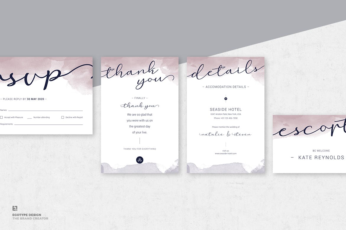 淡水彩艺术婚礼邀请设计素材包v2 Wedding Invitation插图(5)