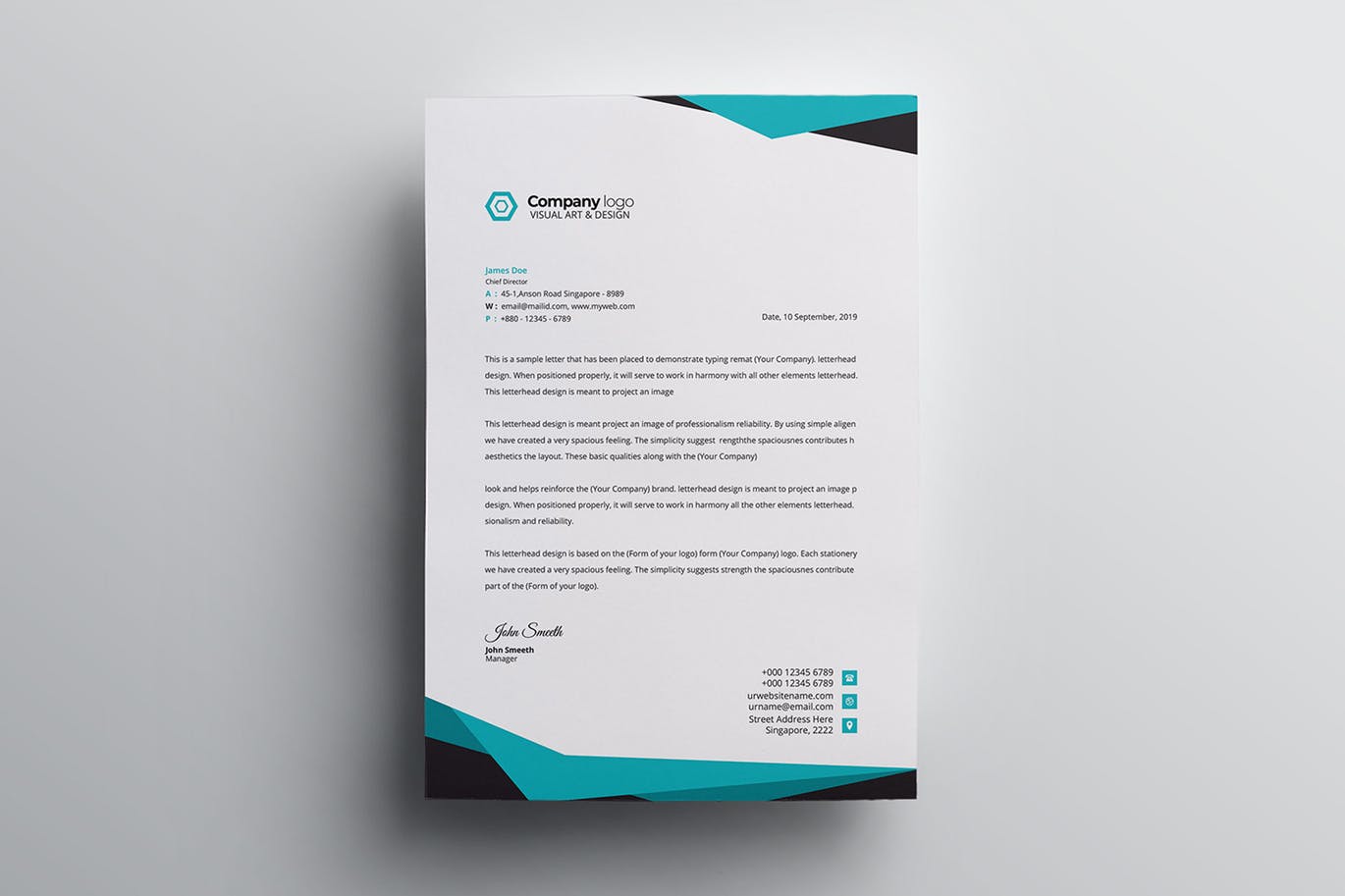 信息科技企业信封设计模板v4 Letterhead插图(4)
