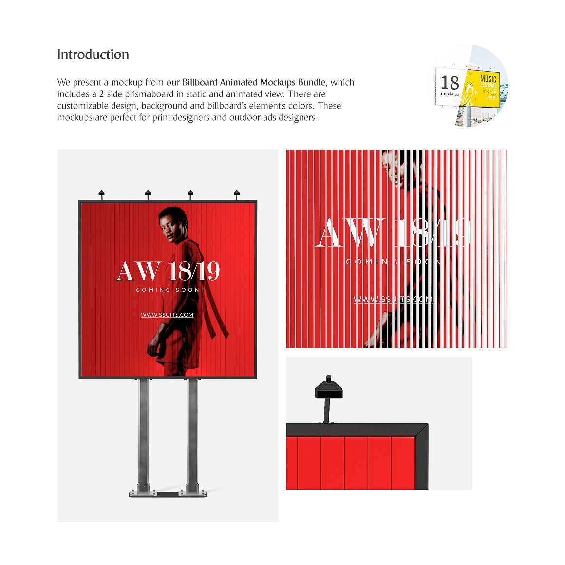 户外广告牌动态展示样机下载 Billboard Animated Mockup [psd,mp4]插图(1)