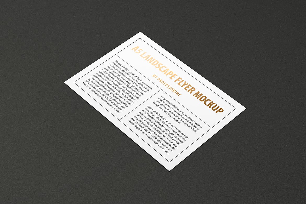 A5尺寸大小烫金设计风格宣传单效果图样机素材库精选模板 A5 Landscape Flyer Mockup — Foil Stamping Edition插图(8)