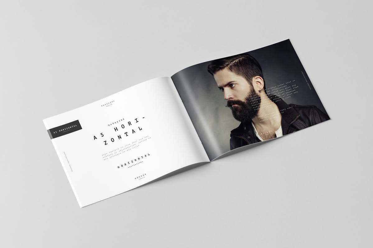 A5规格画册样机 A5 Horiozontal Brochure Mock-up插图