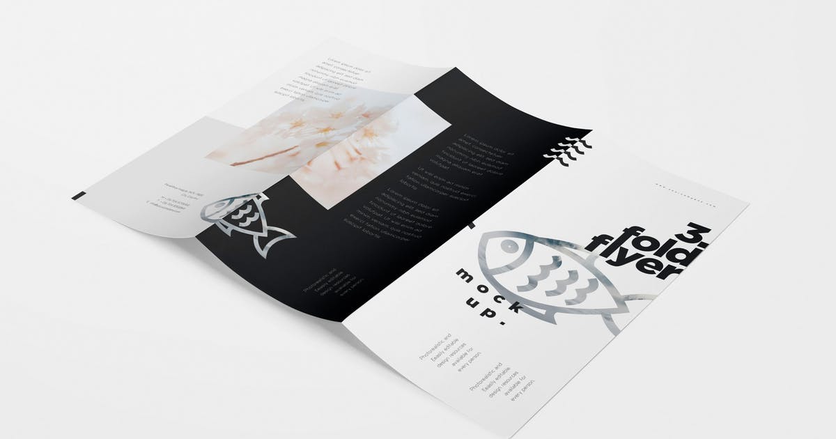 三折传单设计效果图样机 Tri-Fold Flyer Mockups插图