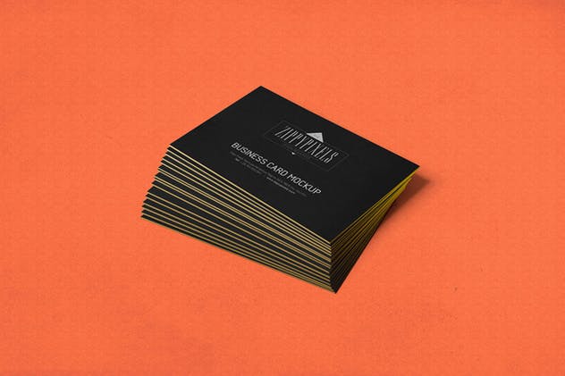 商业品牌/个人名片堆叠视图样机模板 5 Business Card Mockups In Stacked View插图(4)