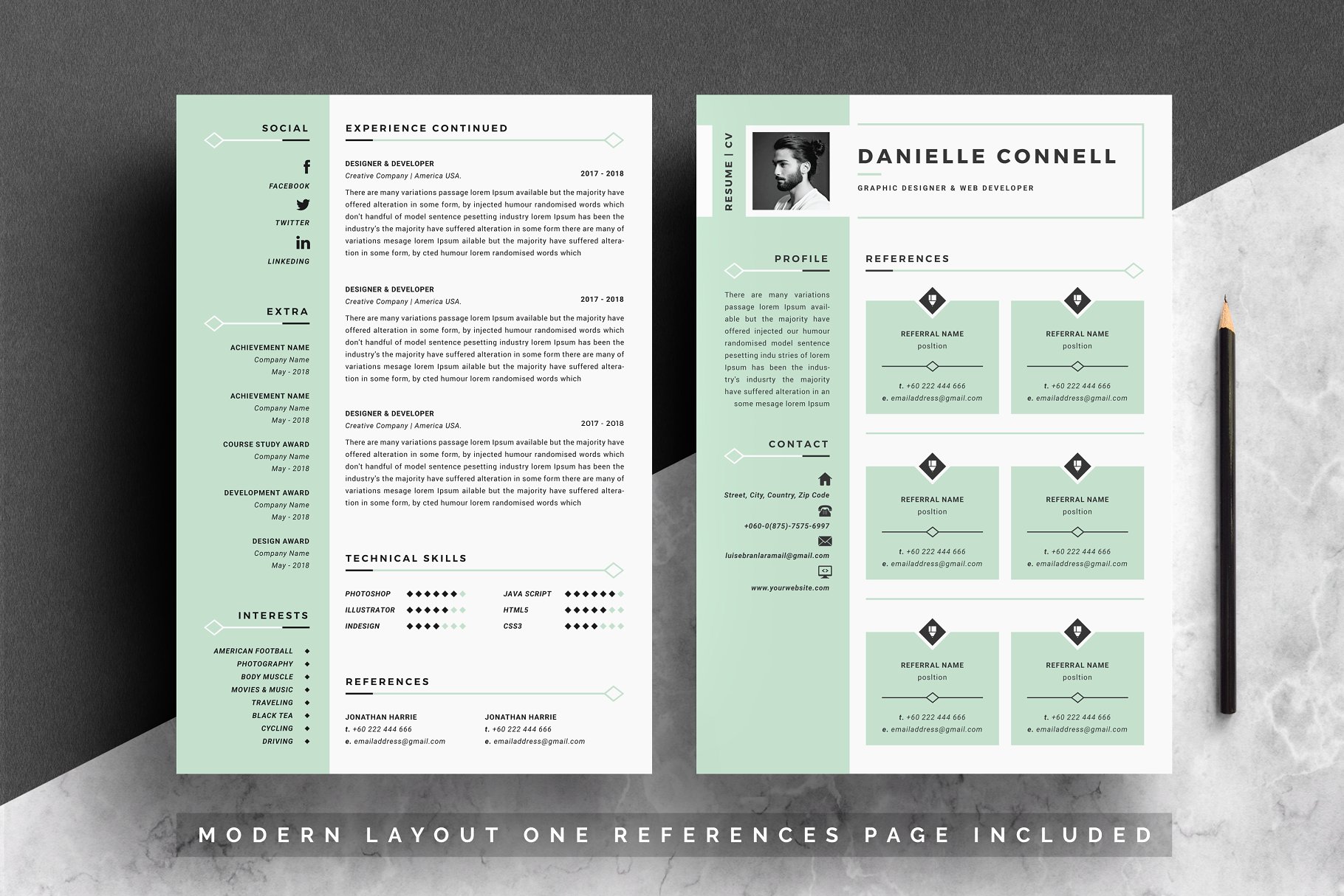 精致优雅的Word简历模板及求职信模板  Word Resume Template & Cover Letter插图(2)