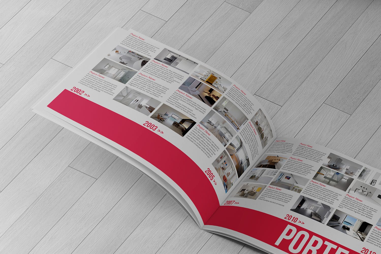 横版设计企业&品牌宣传册左侧特写图样机素材库精选模板 US Half Letter Brochure Mockup Closeup Left Page插图(2)