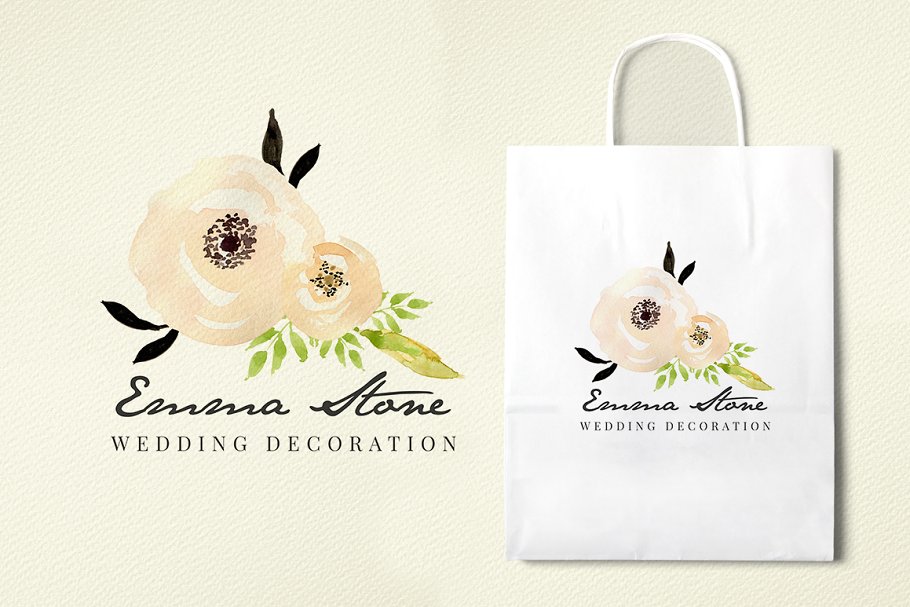 50枚预设水彩风格Logo模板 50 Premade Watercolor Logos插图(1)