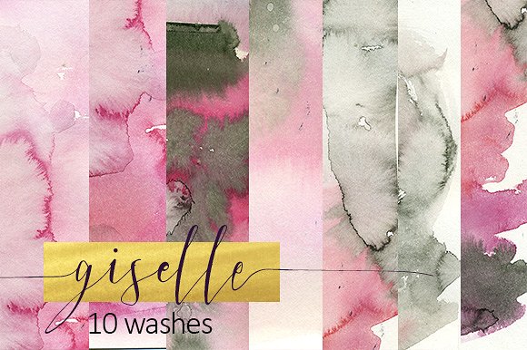 黄色粉色水彩花卉剪贴画合集 Watercolor Pink Yellow Flowers插图(4)