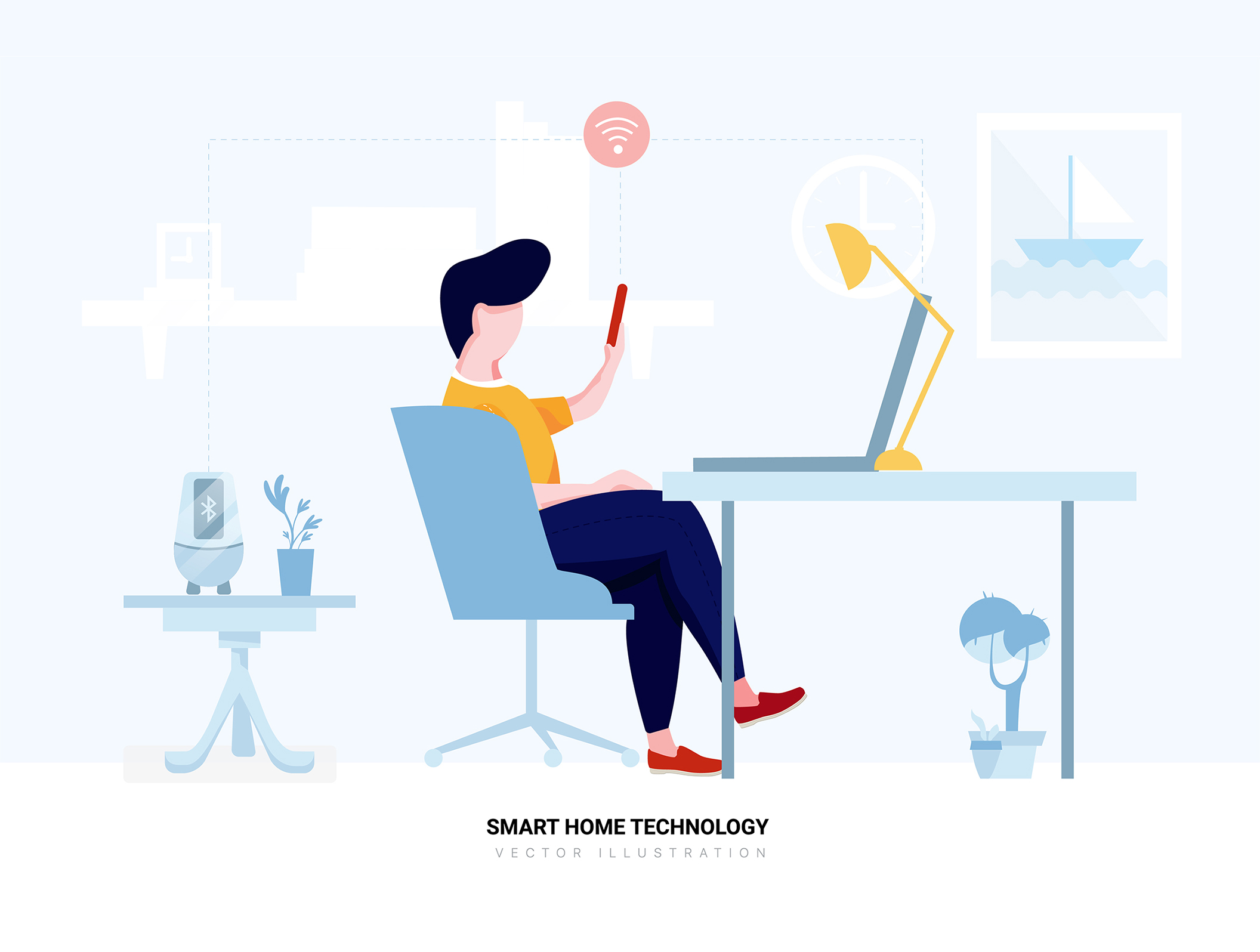 素材库下午茶：智能家居技术场景矢量网站设计插画素材插图(2)