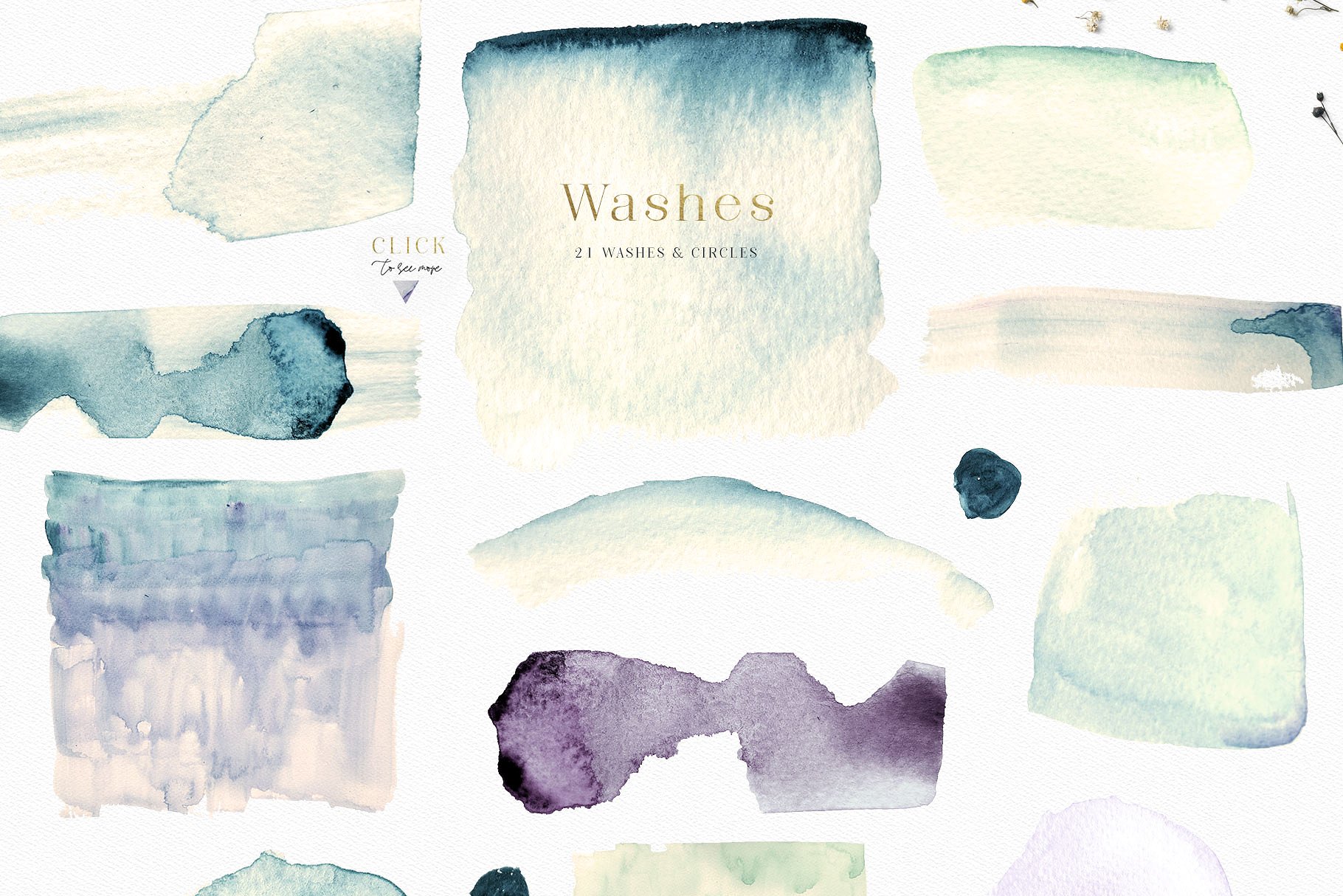 轻奢风格水彩元素合集 A Mountain Summer Watercolor Set插图(17)