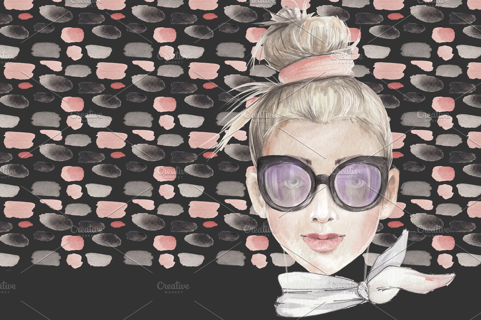 时尚花俏面孔插画剪贴画 FANCY FACES插图(12)