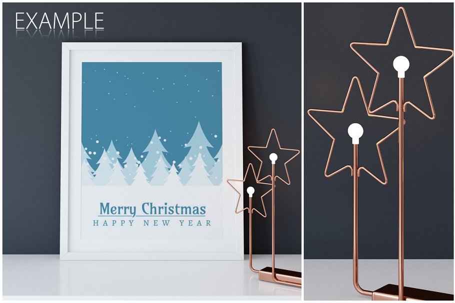 圣诞主题画框相框样机 Christmas Interiors Frame Mockup插图(12)