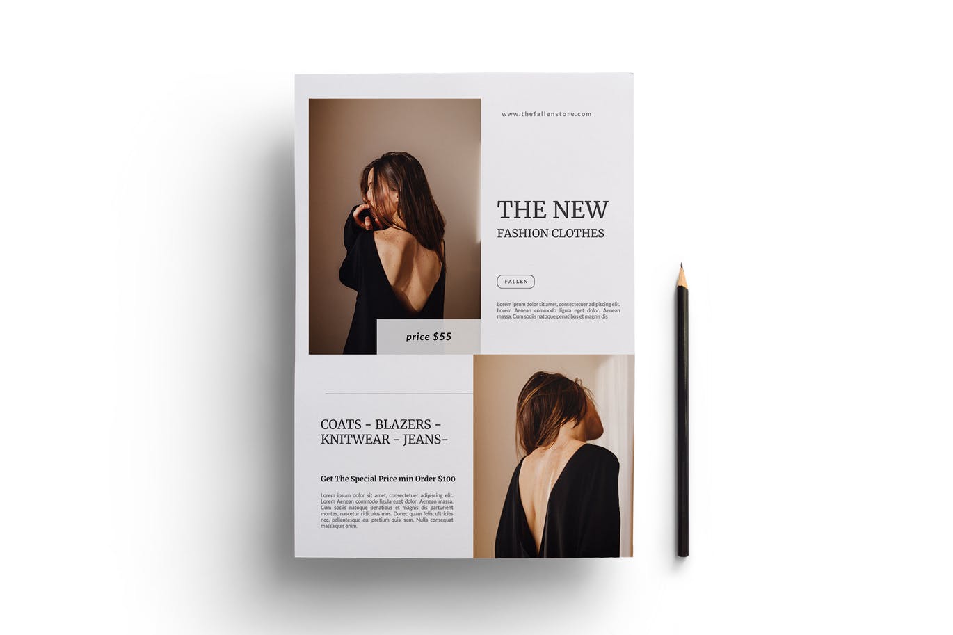 极简主义设计风格高端女装宣传单设计模板 Minimal Fashion Flyer插图