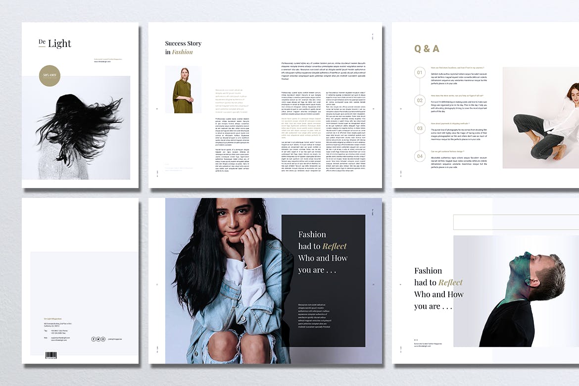 时尚服装品牌产品目录/画册设计模板 DE LIGHT Minimalist Fashion Magazine插图(3)