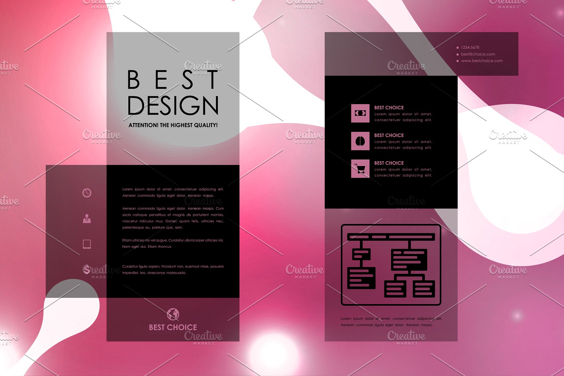 荧光DNA链条抽象图形画册模板 Set of Beautiful Brochures插图(7)